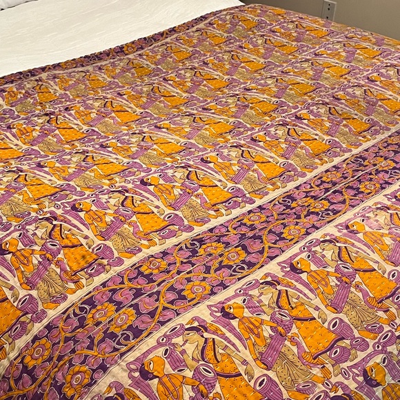 Hand Crafted Other - KANTHA QUILT HANDCRAFTED LIGHTWEIGHT REVERSIBLE BLANKET THROW BEDDING FROM INDIA